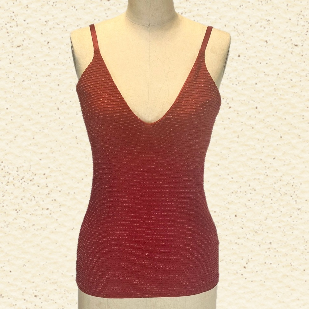 Express One Eleven metallic sparkly tank top scoop v neck stretchy basic staple - Picture 1 of 10